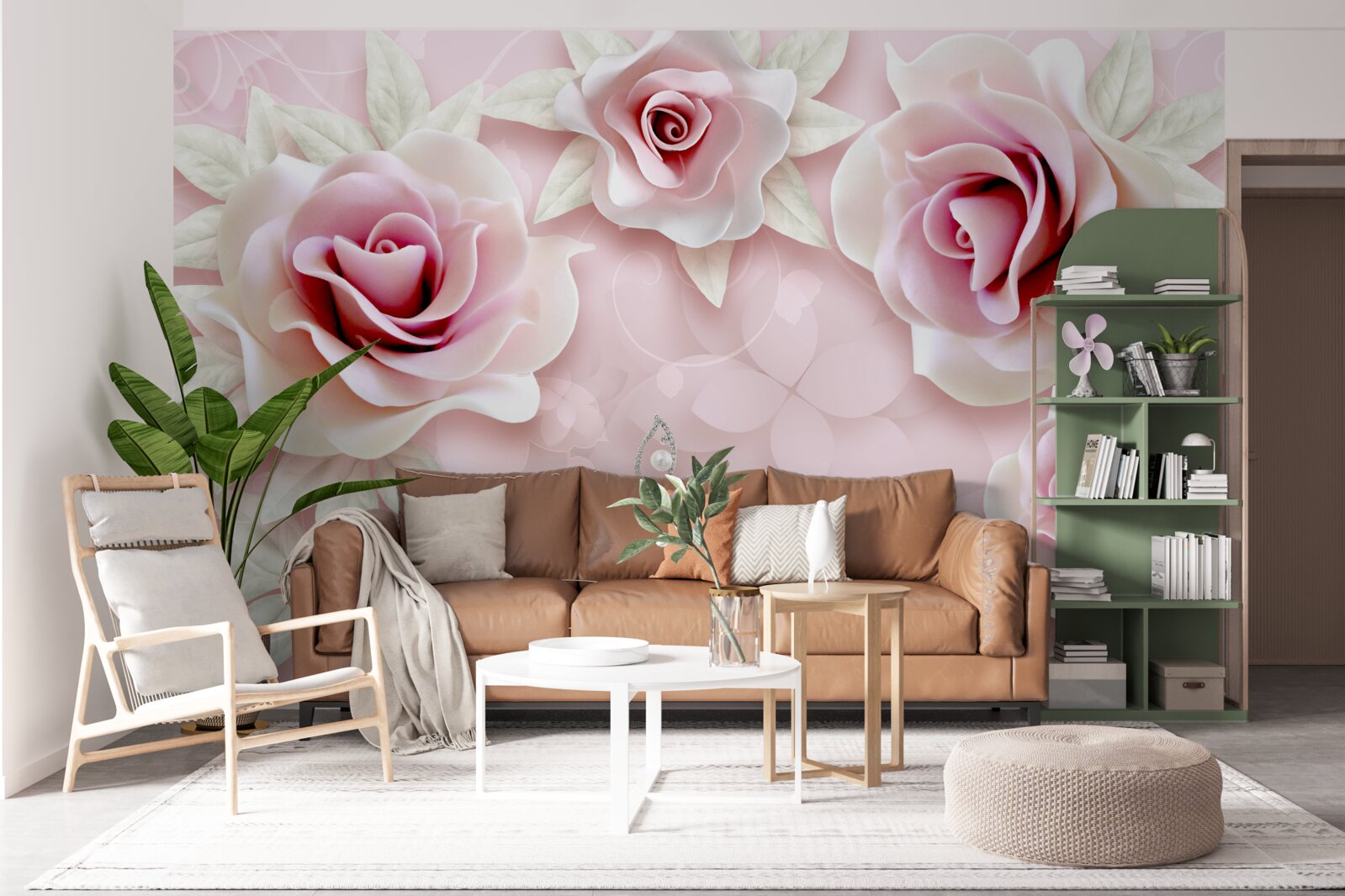 Carta da parati elegante rosa porcellana dai tenui toni lilla