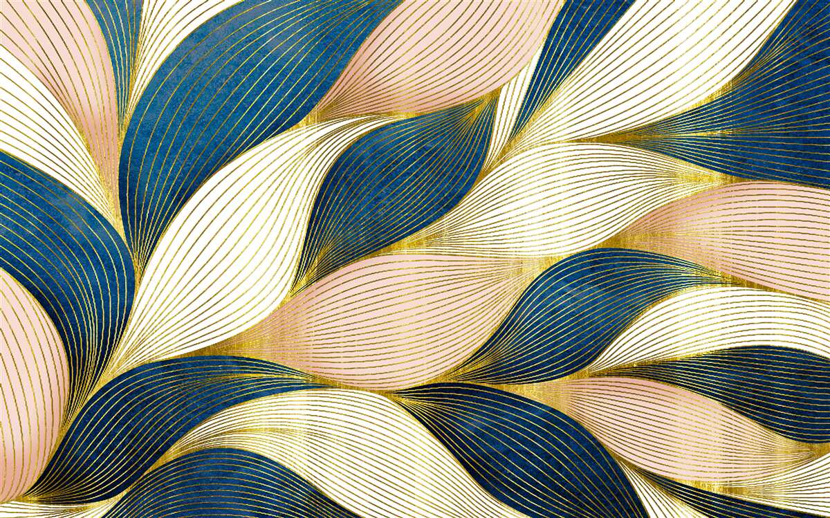 Carta da parati foglie intrecciate blu e oro
