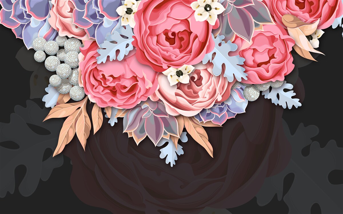 Carta da parati composizione di vari fiori