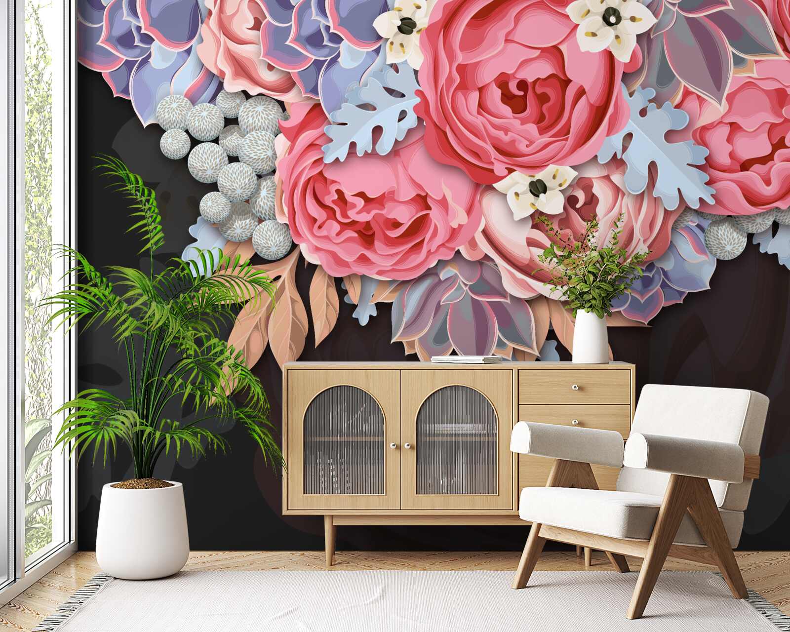 Carta da parati composizione di vari fiori