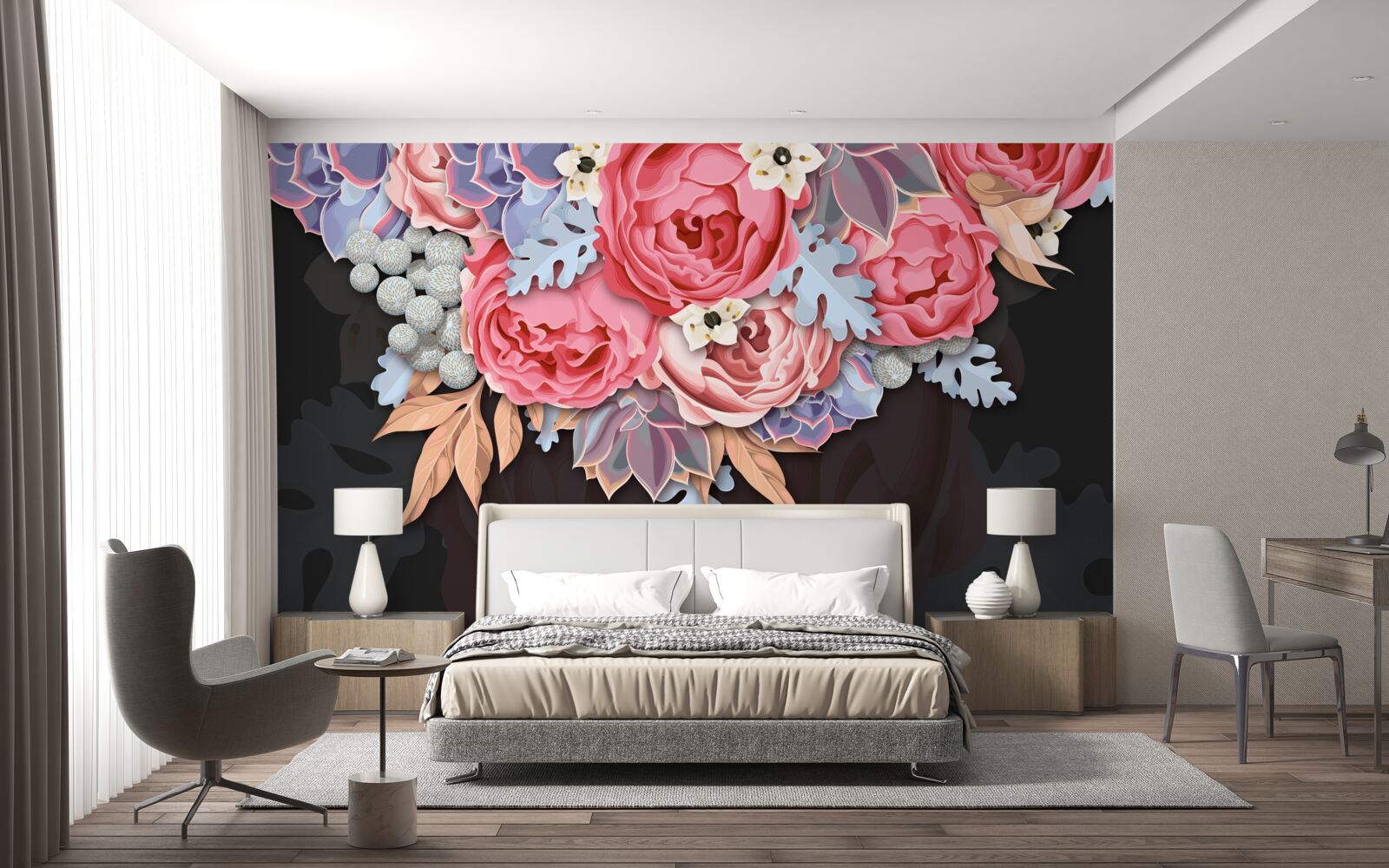 Carta da parati composizione di vari fiori