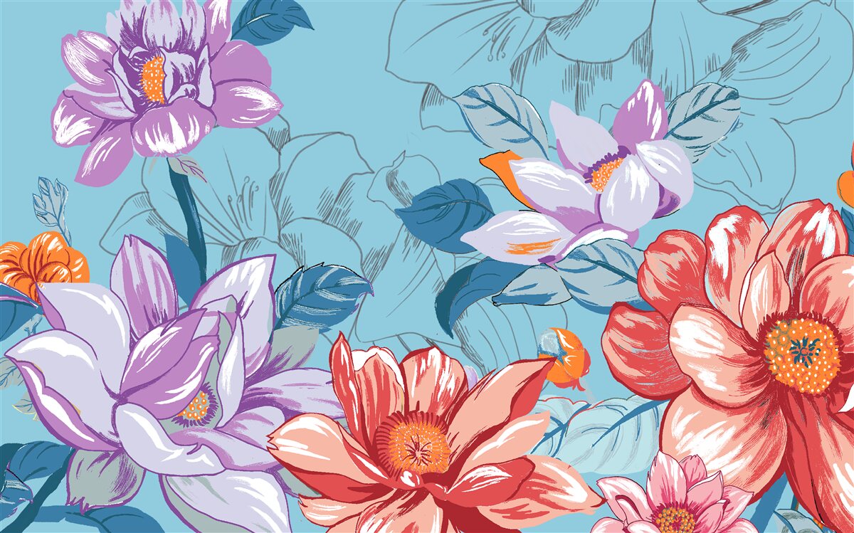 Carta da parati I fiori da vicino colpiscono per la loro bellezza