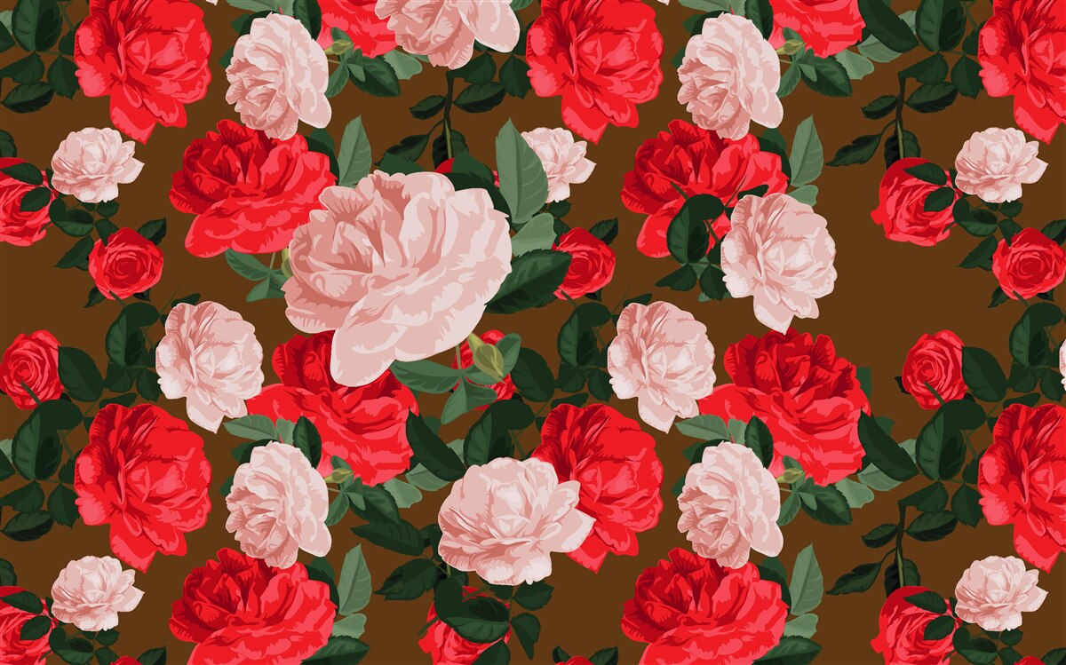 Carta da parati fiori di rosa rossi e rosa
