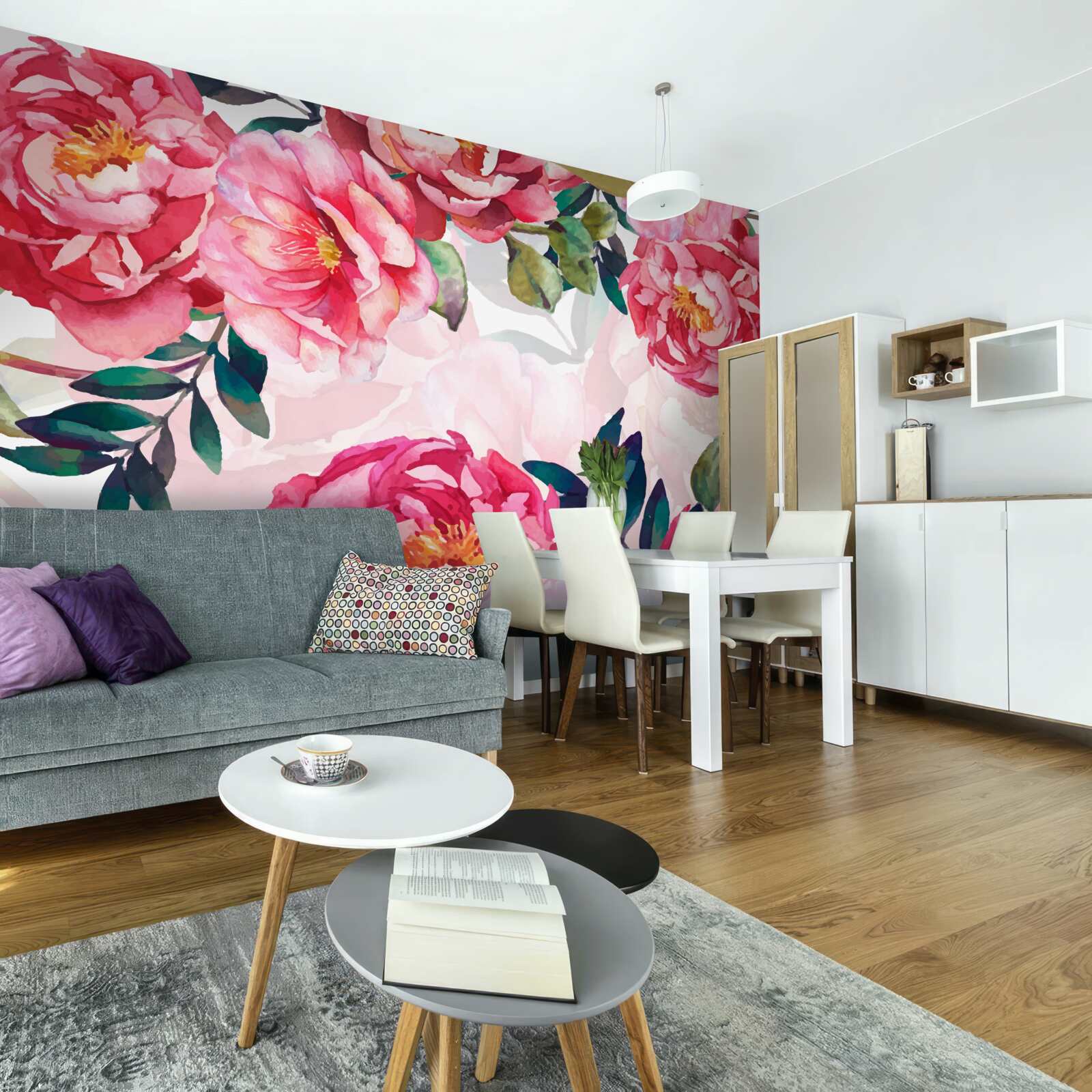 Carta da parati le peonie sono grandi e di colore scarlatto