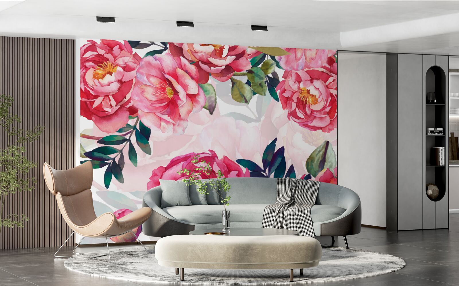 Carta da parati le peonie sono grandi e di colore scarlatto
