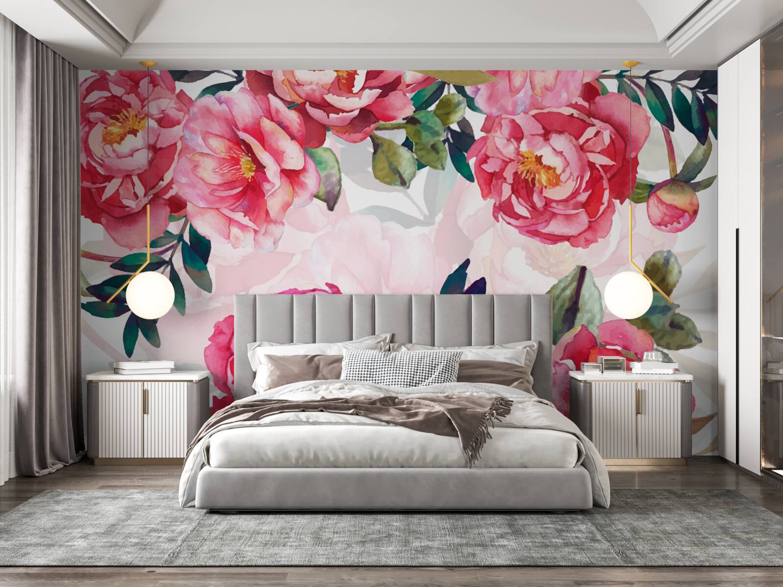 Carta da parati le peonie sono grandi e di colore scarlatto
