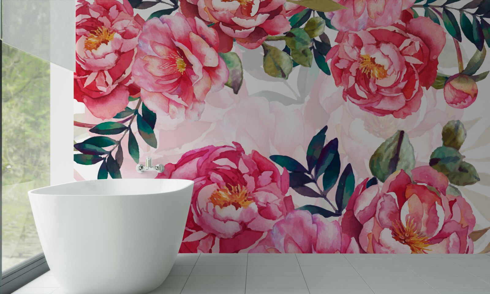 Carta da parati le peonie sono grandi e di colore scarlatto