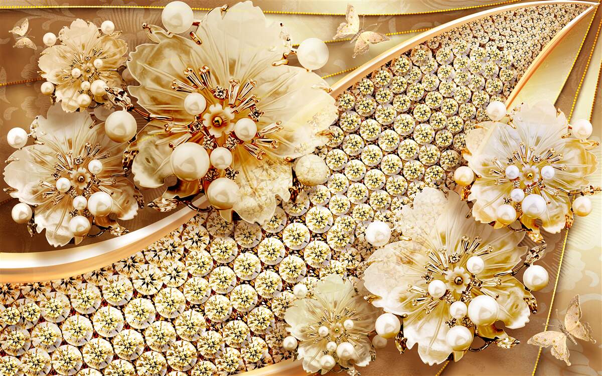 Carta da parati colori oro e perle dorate