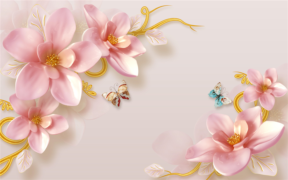Carta da parati fiori attraenti in porcellana rosa