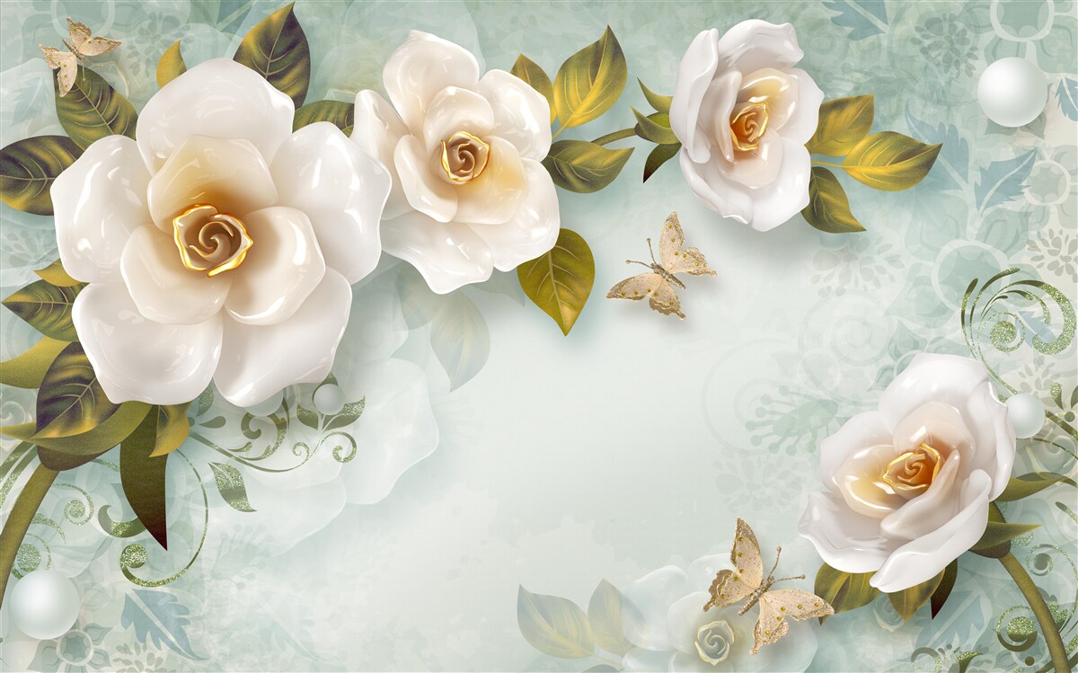 Carta da parati rose in lacca beige