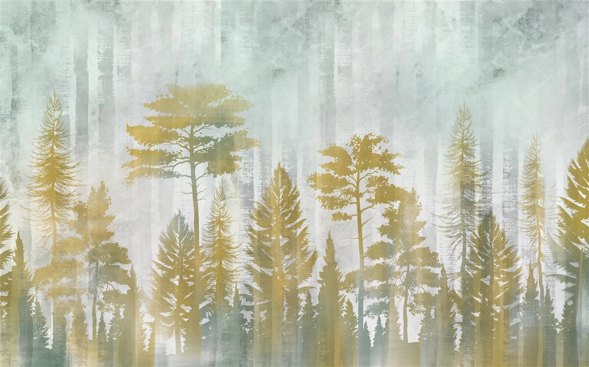 Carta da parati autunno nella foresta avvolta dalla nebbia