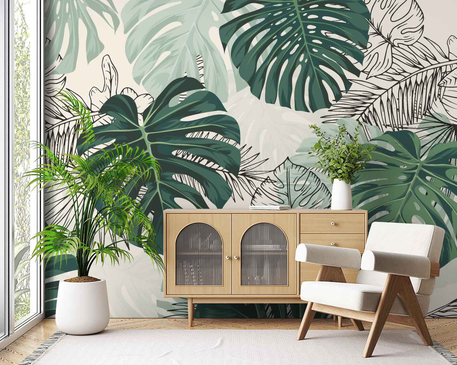 Carta da parati le foglie della monstera sono maestose