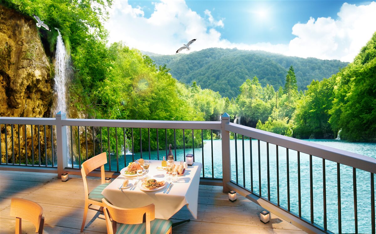Carta da parati Colazione con un panorama mozzafiato
