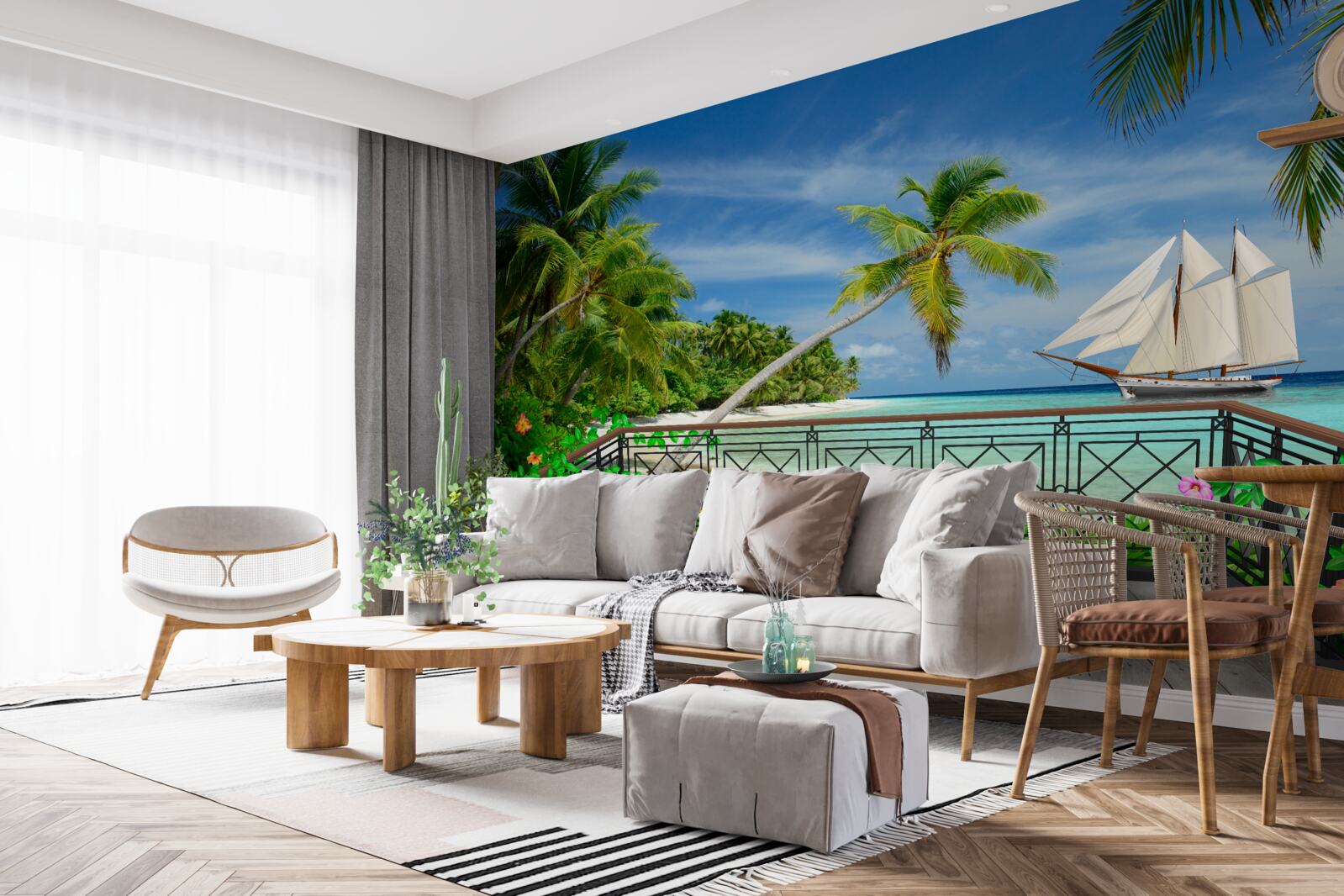 Carta da parati spiaggia con balcone