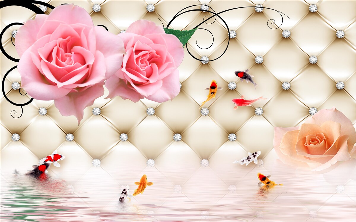 Carta da parati farfalle e rose sopra gli elementi vitali