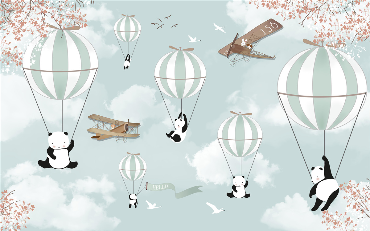 Carta da parati palloncini con panda