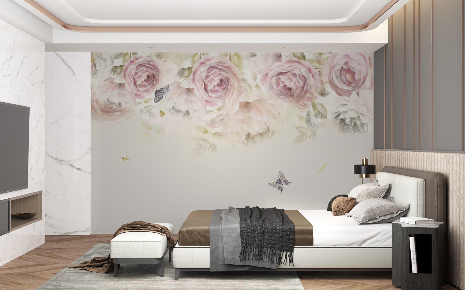 Carta da parati corona di rose abbondanti