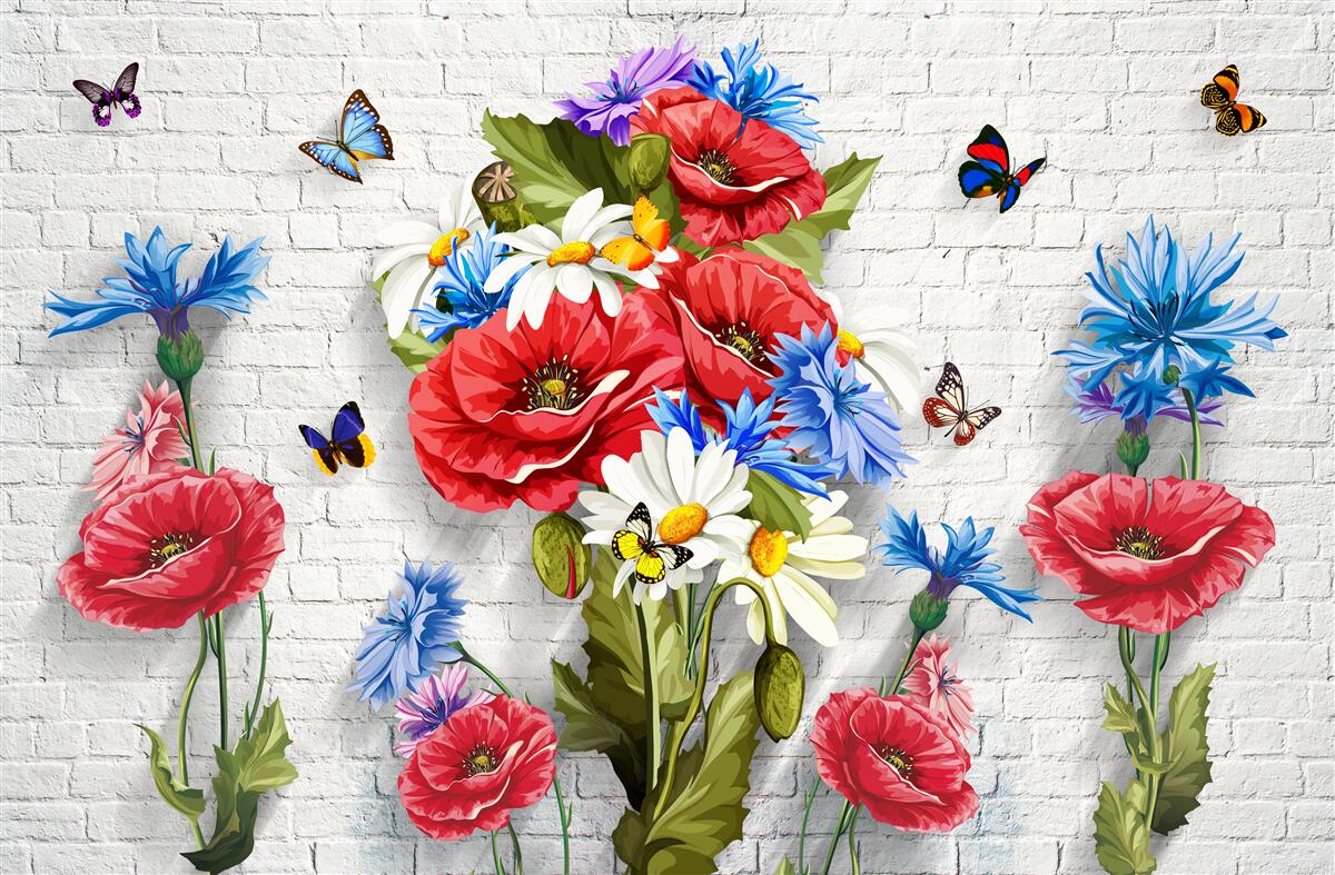 Carta da parati farfalle e fiori pieni dello splendore della primavera
