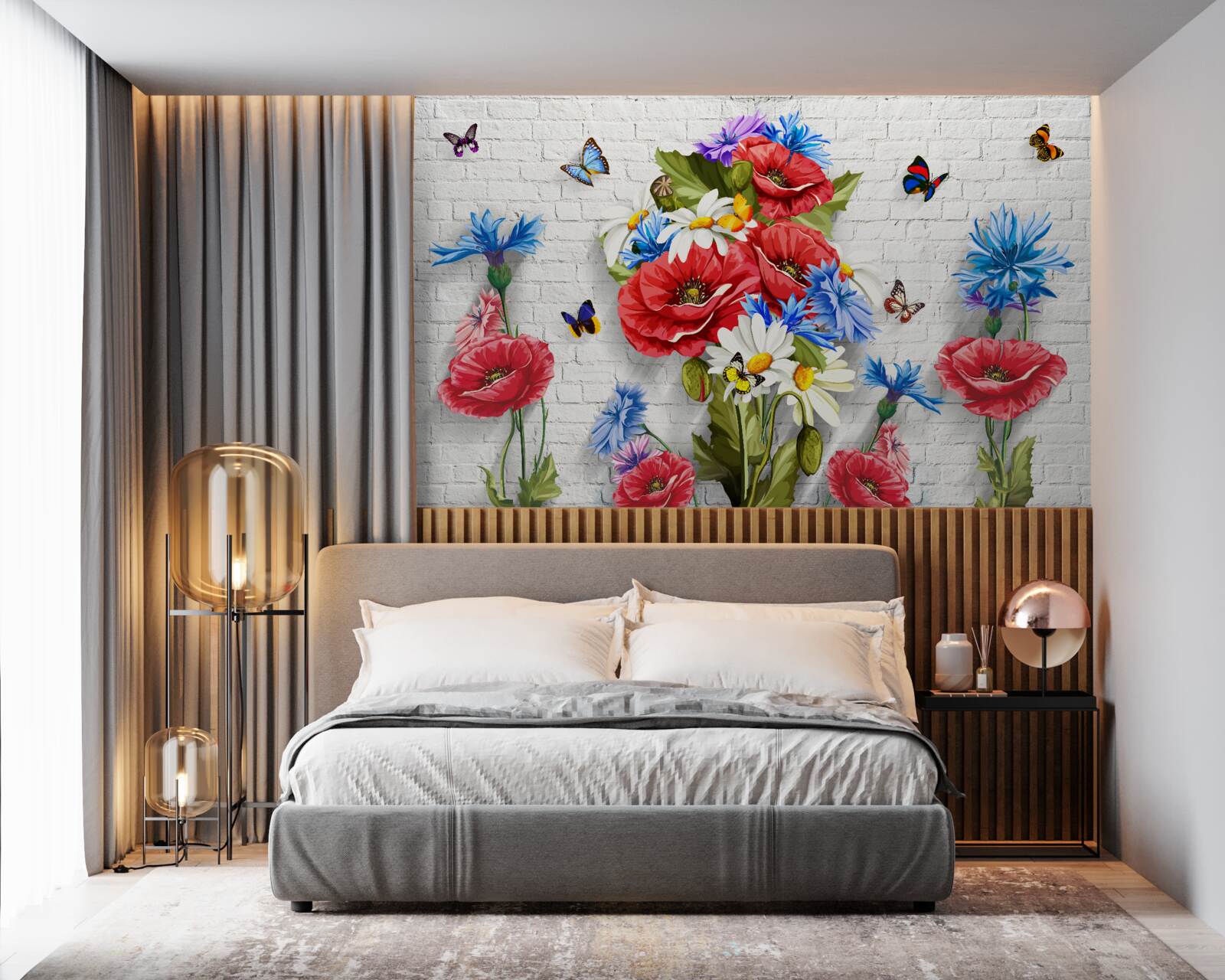 Carta da parati farfalle e fiori pieni dello splendore della primavera