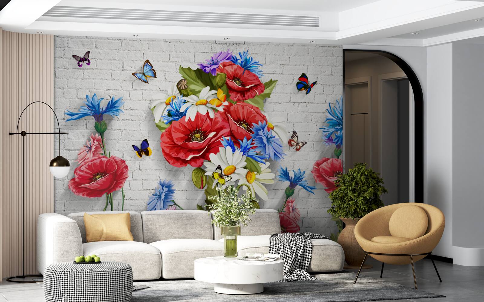 Carta da parati farfalle e fiori pieni dello splendore della primavera