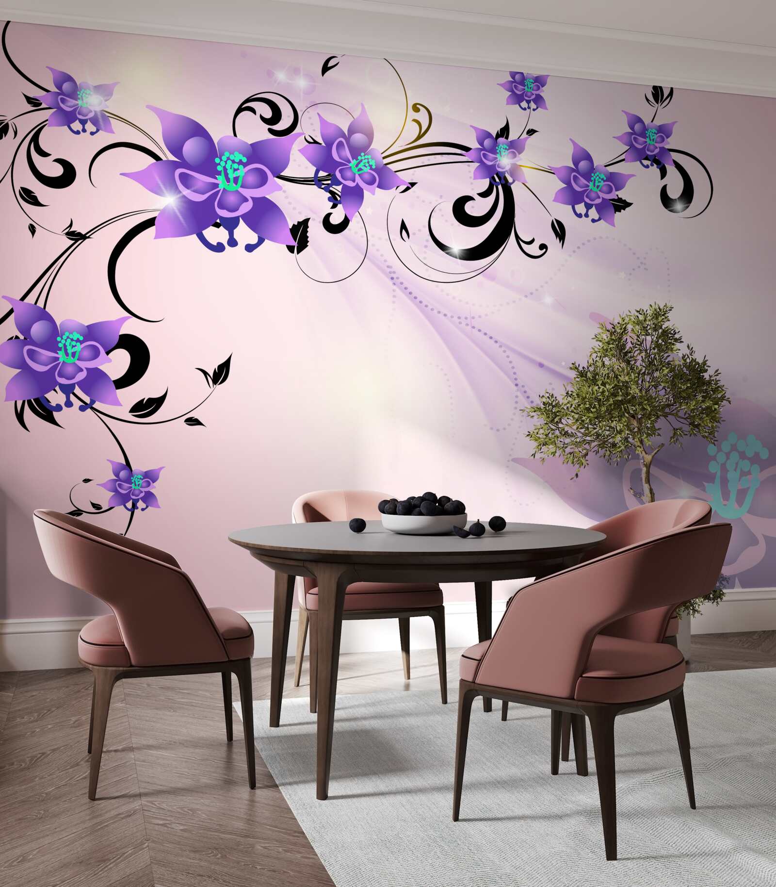 Carta da parati il bagliore dei fiori viola