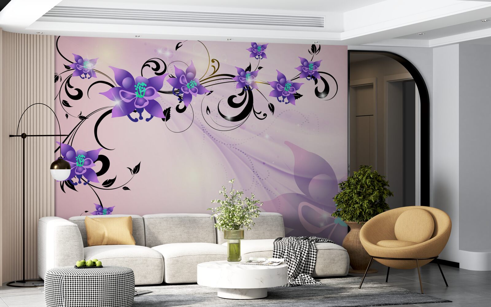 Carta da parati il bagliore dei fiori viola