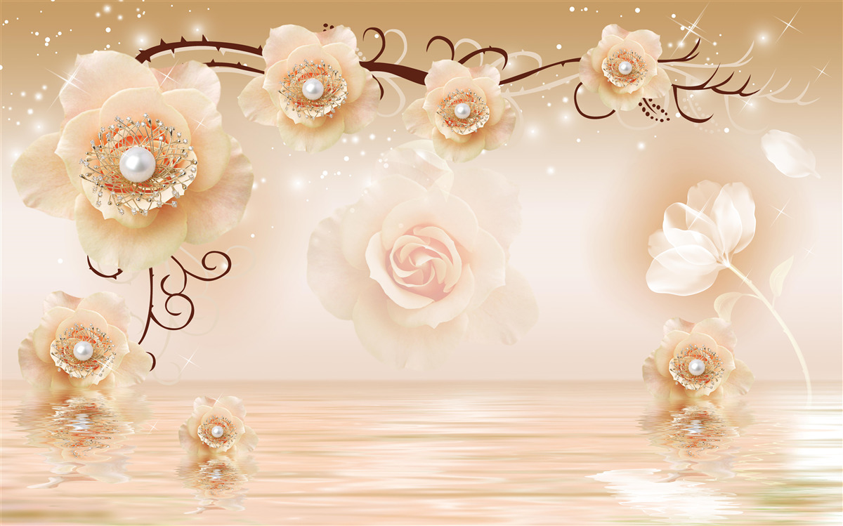 Carta da parati rose di perle bianche