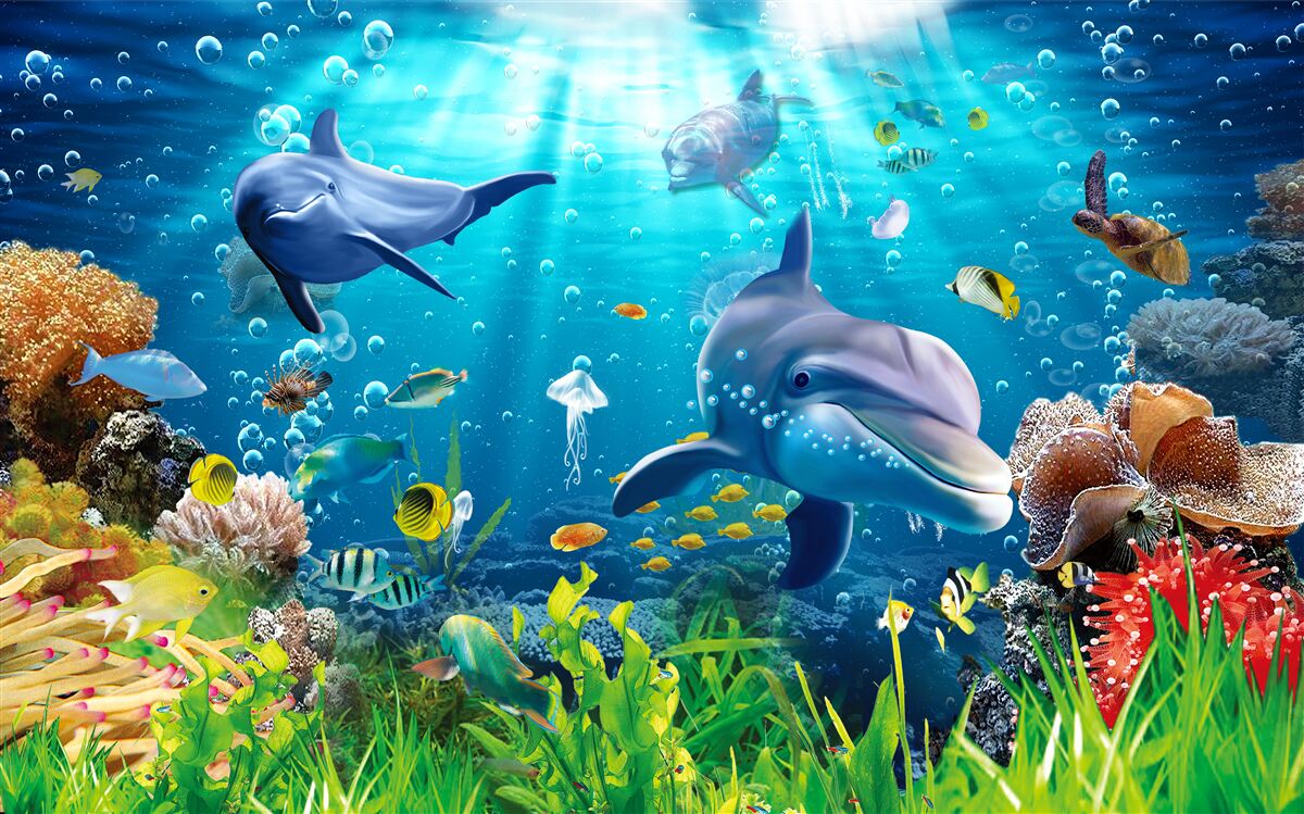 Carta da parati i delfini vivono in fondo al mare