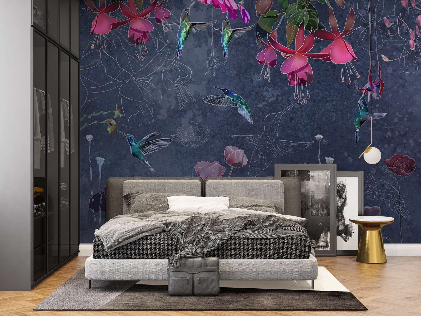 Carta da parati Il nettare dei fiori è una bevanda per i colibrì