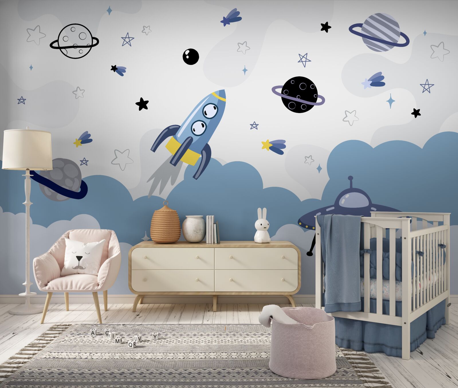 Carta da parati bambini sullo spazio