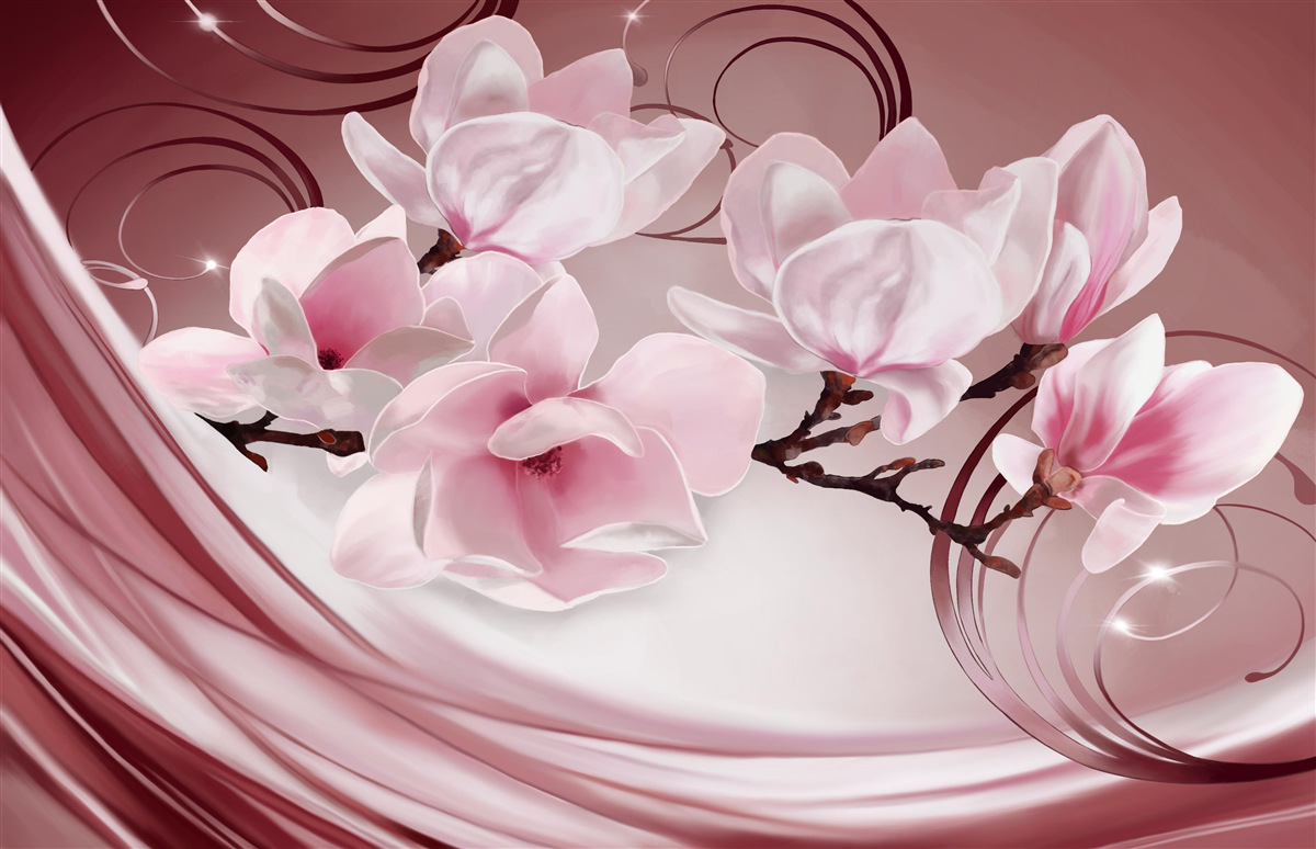 Carta da parati grandi fiori rosa su sfondo rosa
