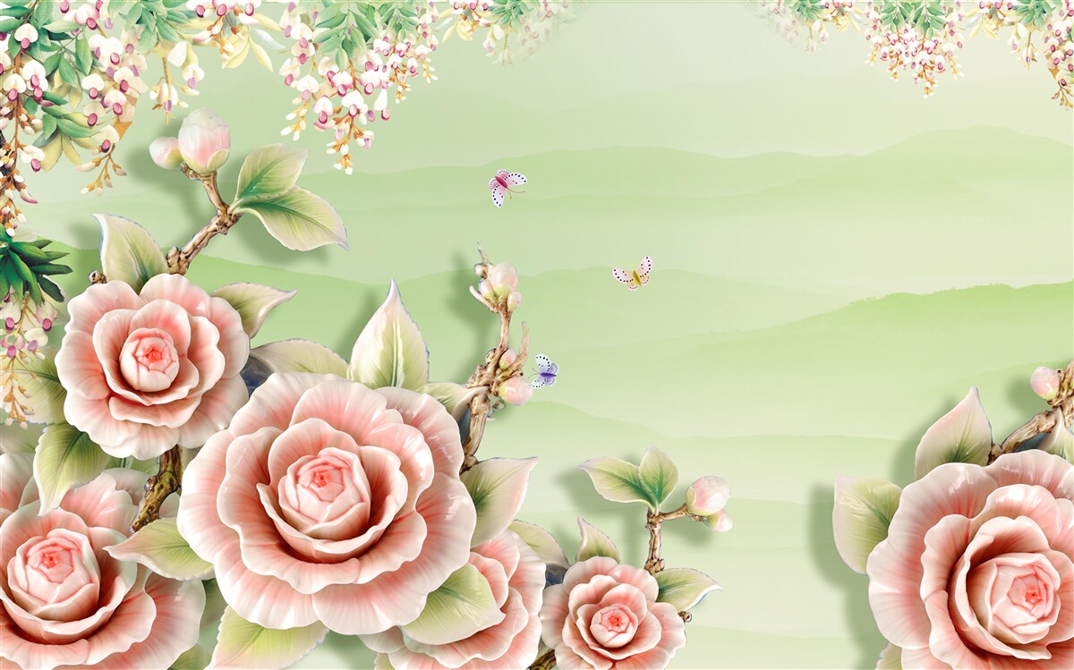 Carta da parati magnifiche rose di porcellana