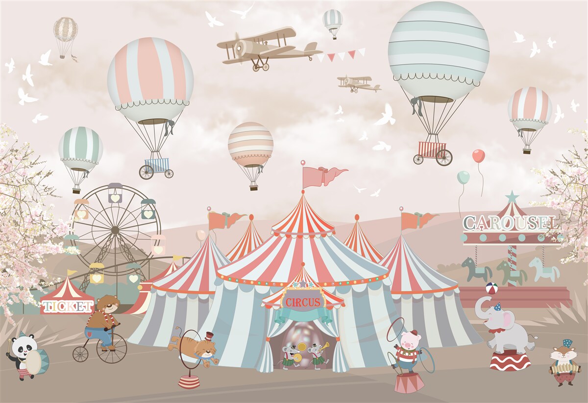 Carta da parati palloncini e numeri da circo