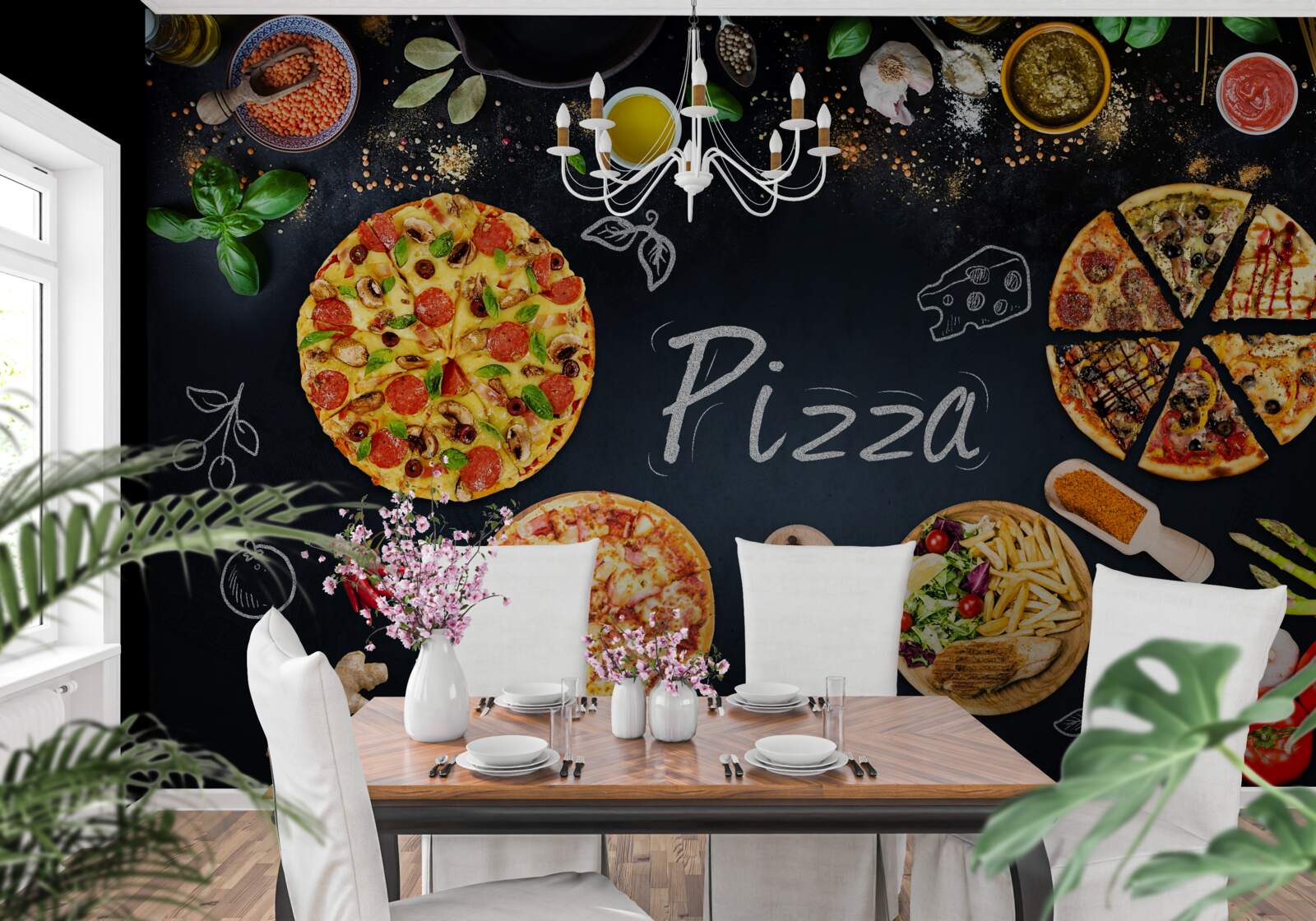 Carta da parati altri prodotti alimentari come la pizza