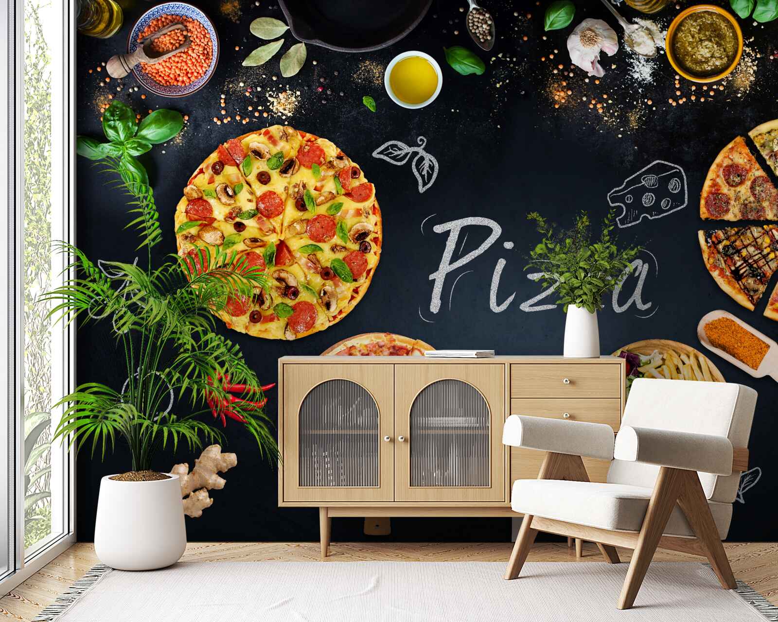 Carta da parati altri prodotti alimentari come la pizza