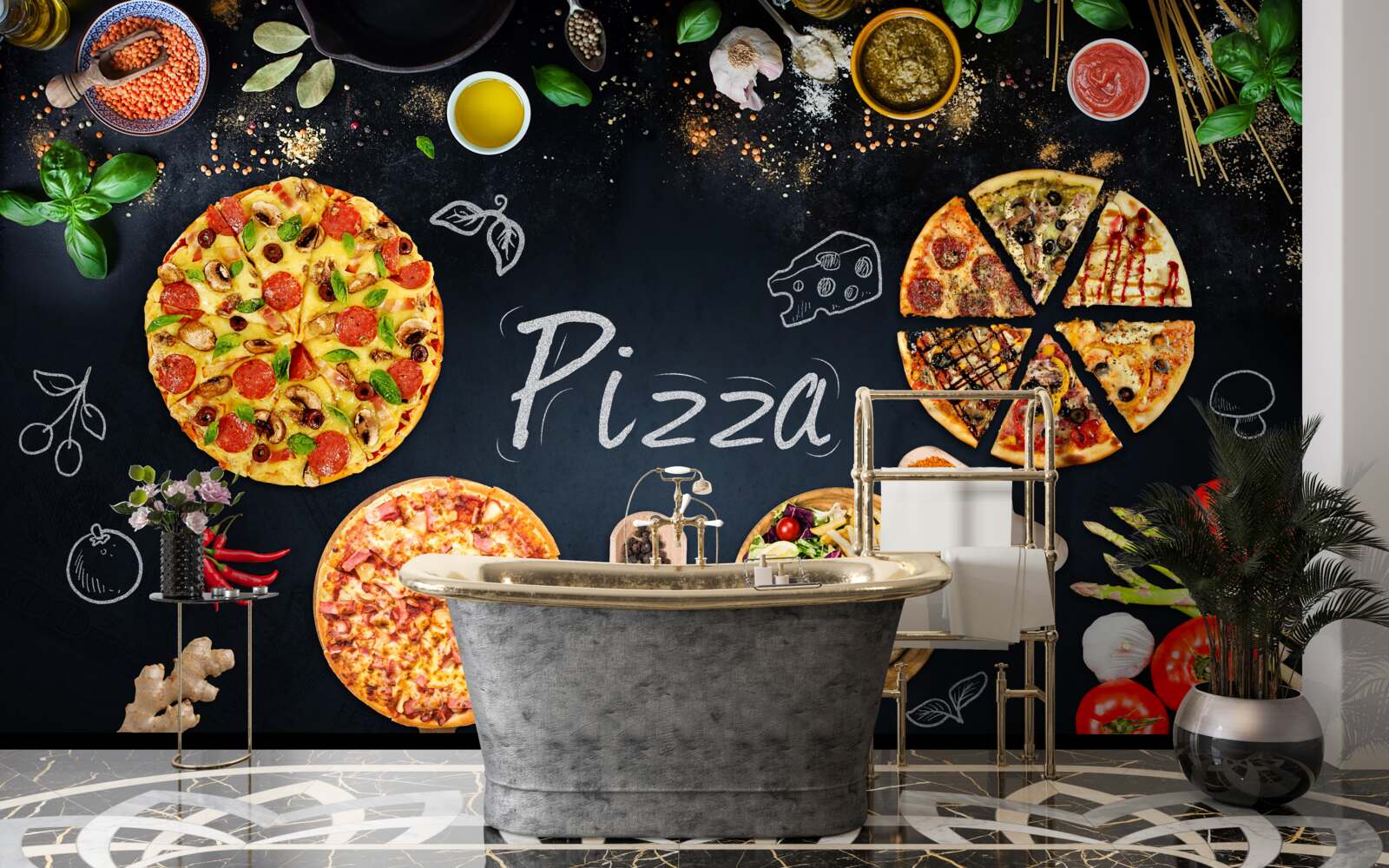 Carta da parati altri prodotti alimentari come la pizza