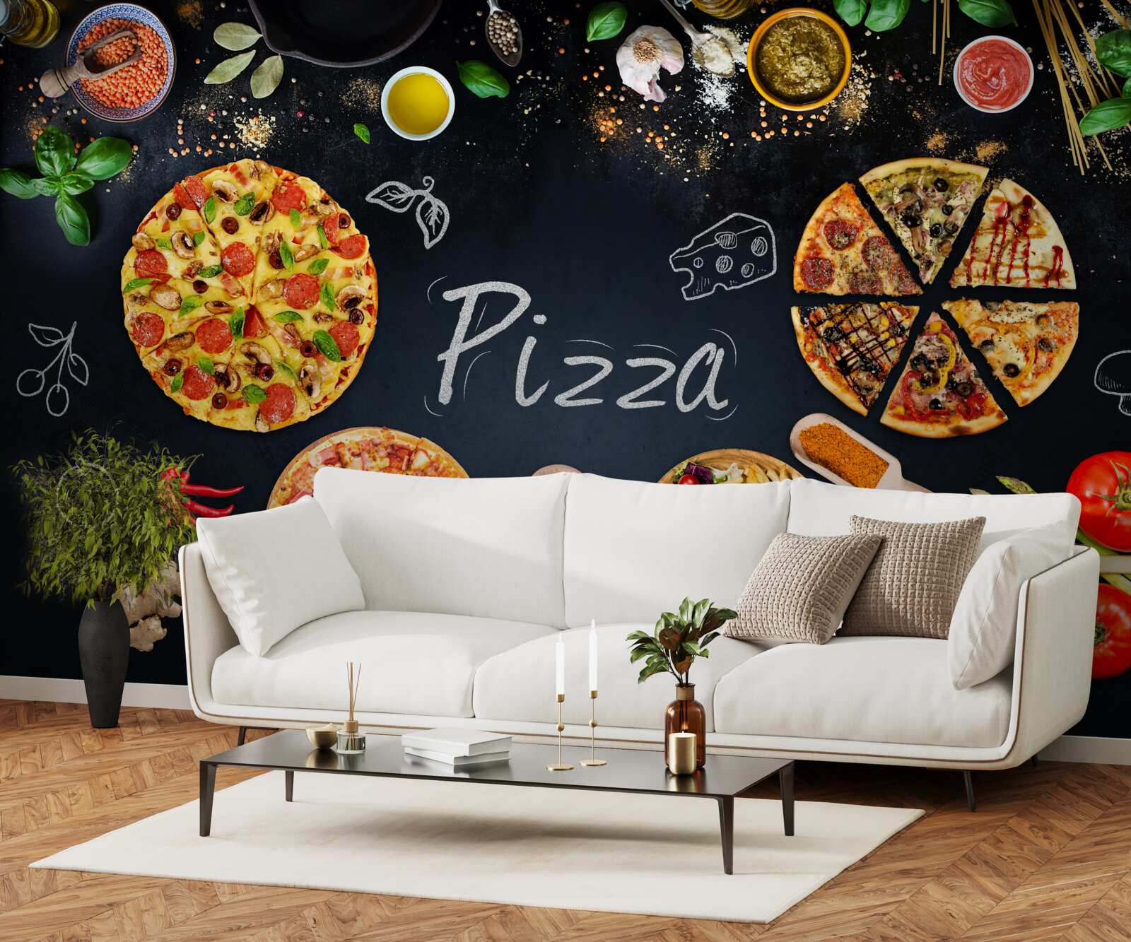Carta da parati altri prodotti alimentari come la pizza