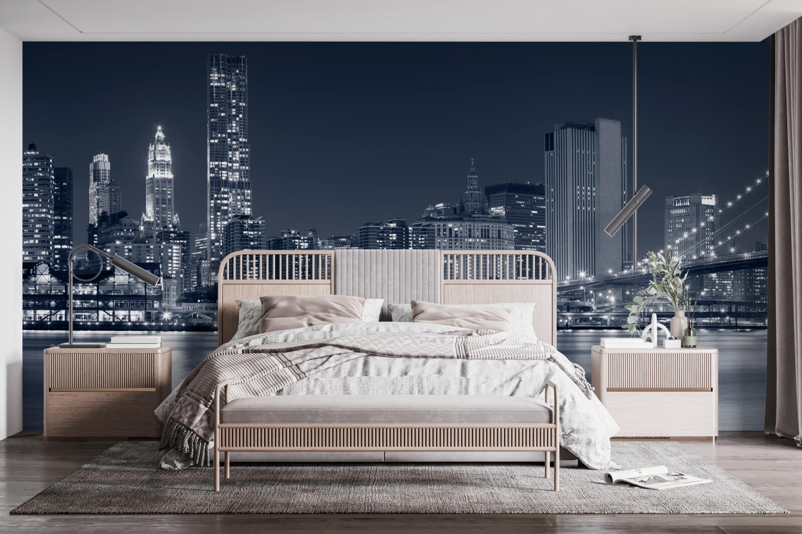 Carta da parati ponte di brooklyn e manhattan di notte