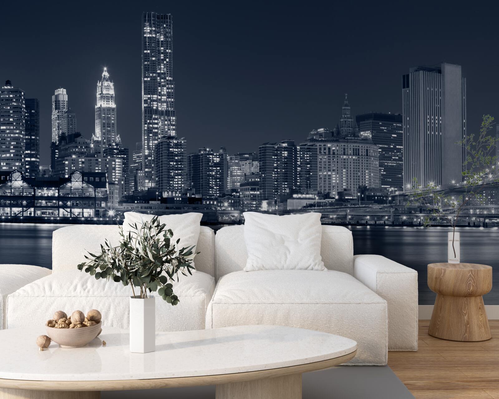 Carta da parati ponte di brooklyn e manhattan di notte