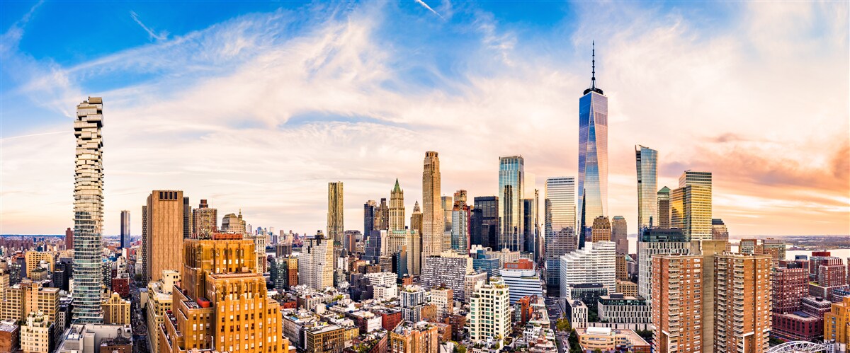 Carta da parati tramonto su lower manhattan