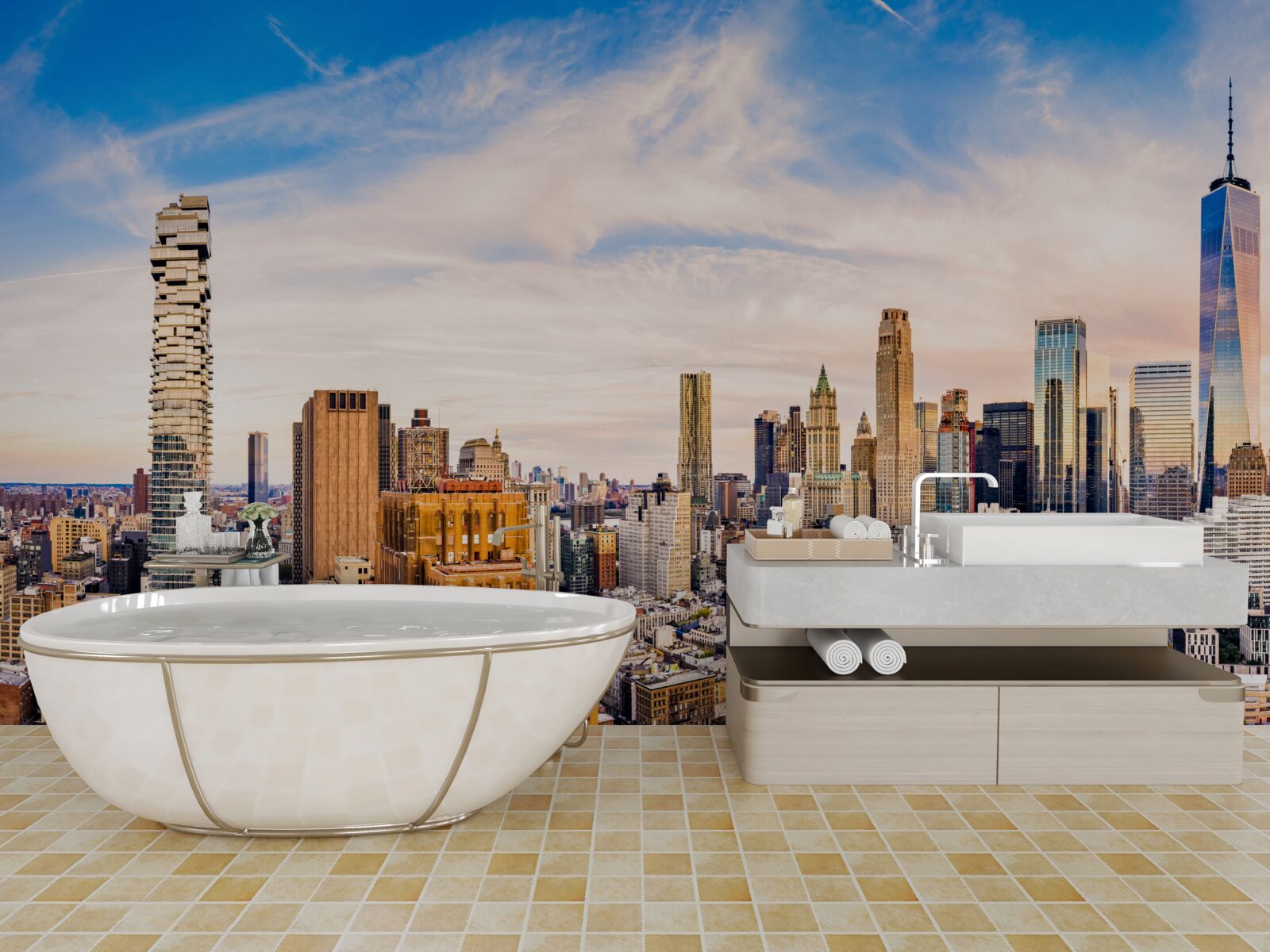 Carta da parati tramonto su lower manhattan