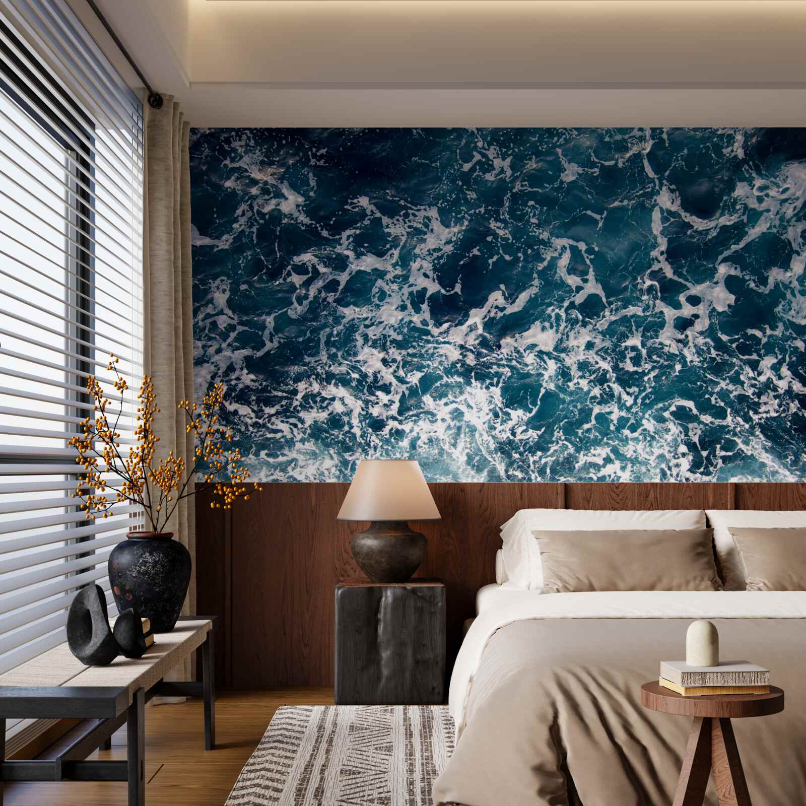 Carta da parati onde gonfie di colore azzurro