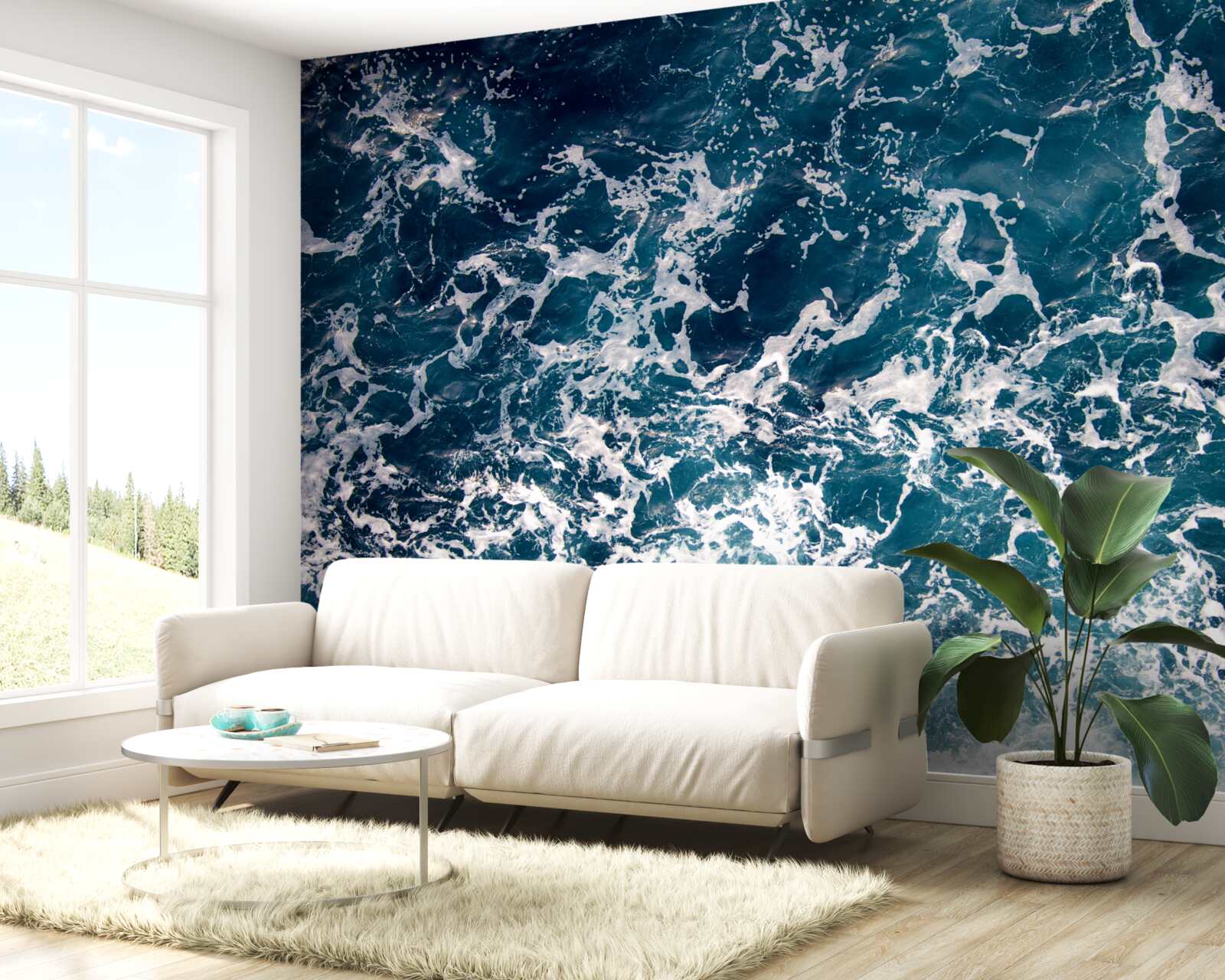 Carta da parati onde gonfie di colore azzurro