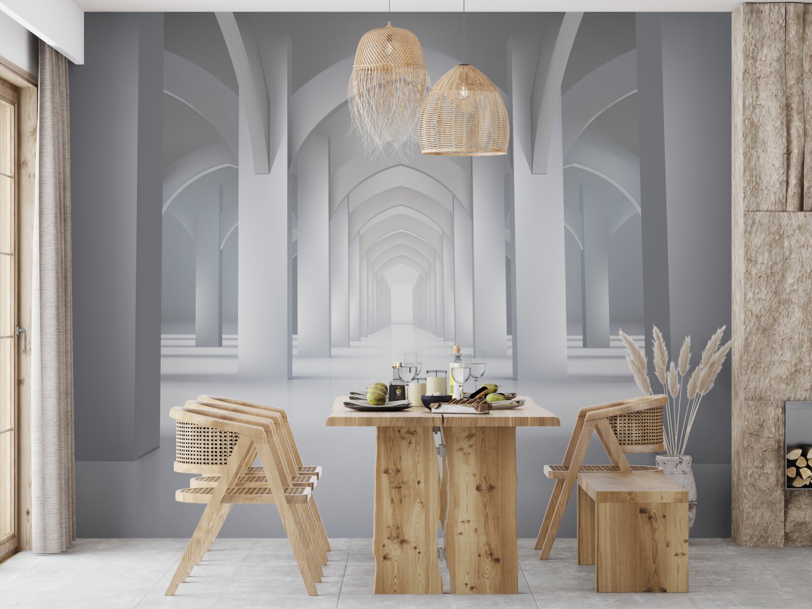 Carta da parati archi di luce in stile gotico