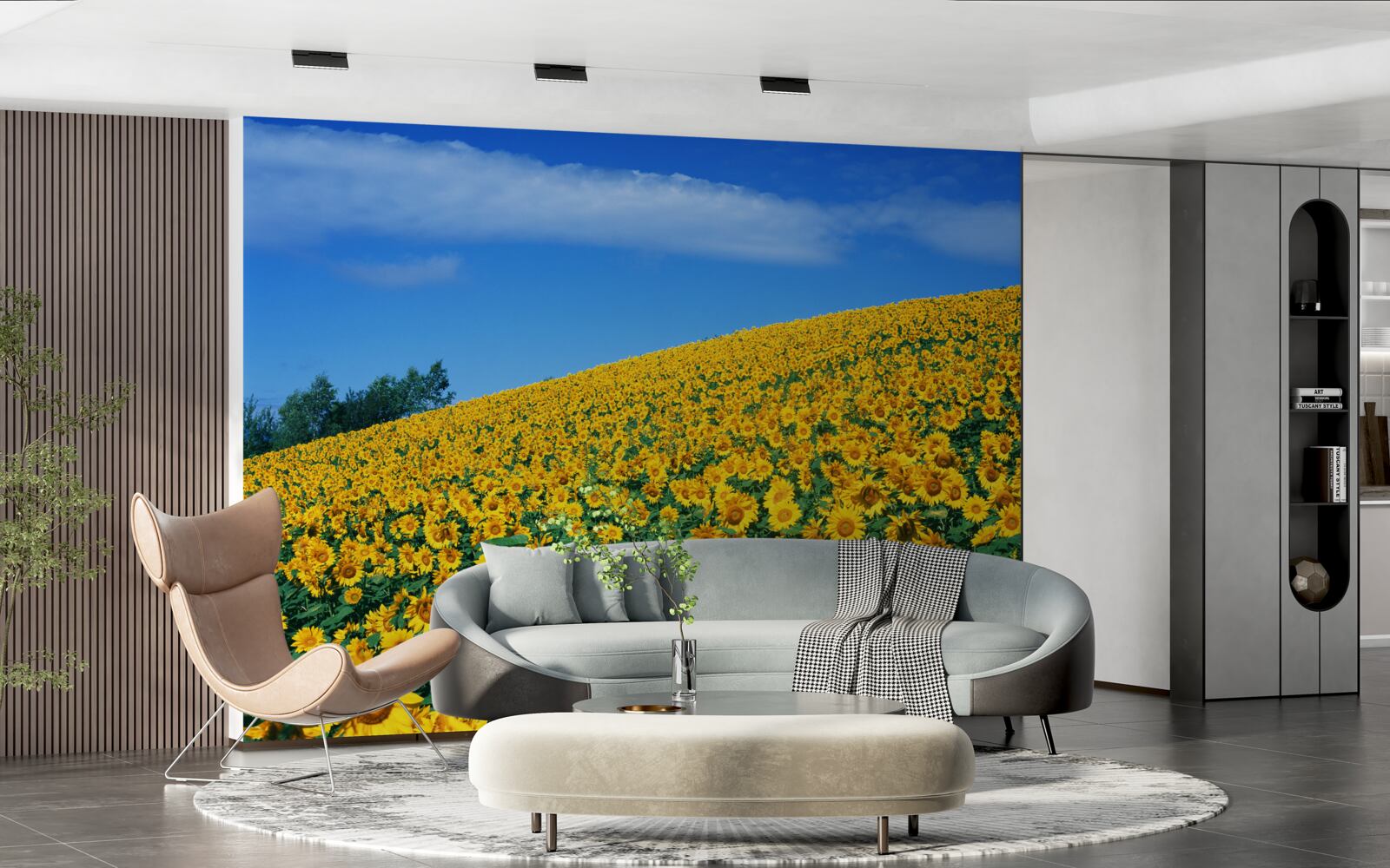 Carta da parati Un grande spazio con i girasoli