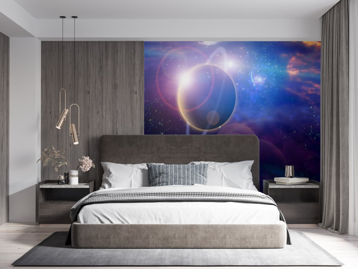 Carta da parati stelle su un pianeta celeste