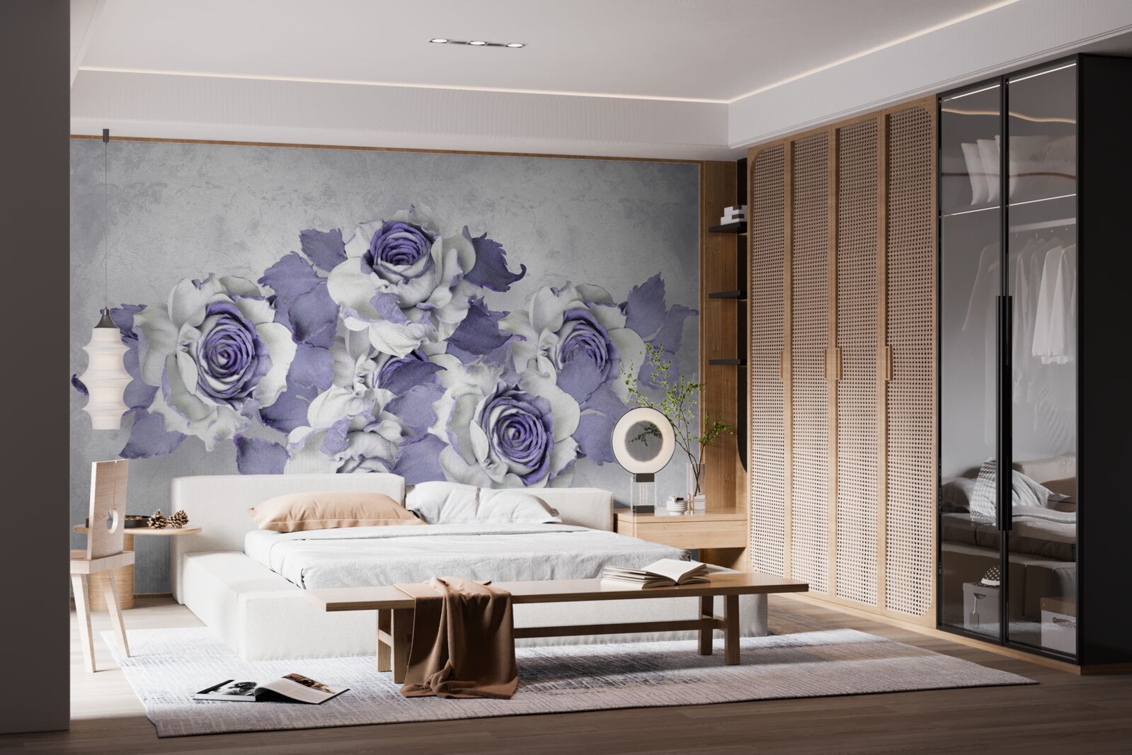 Carta da parati decorazione floreale lilla
