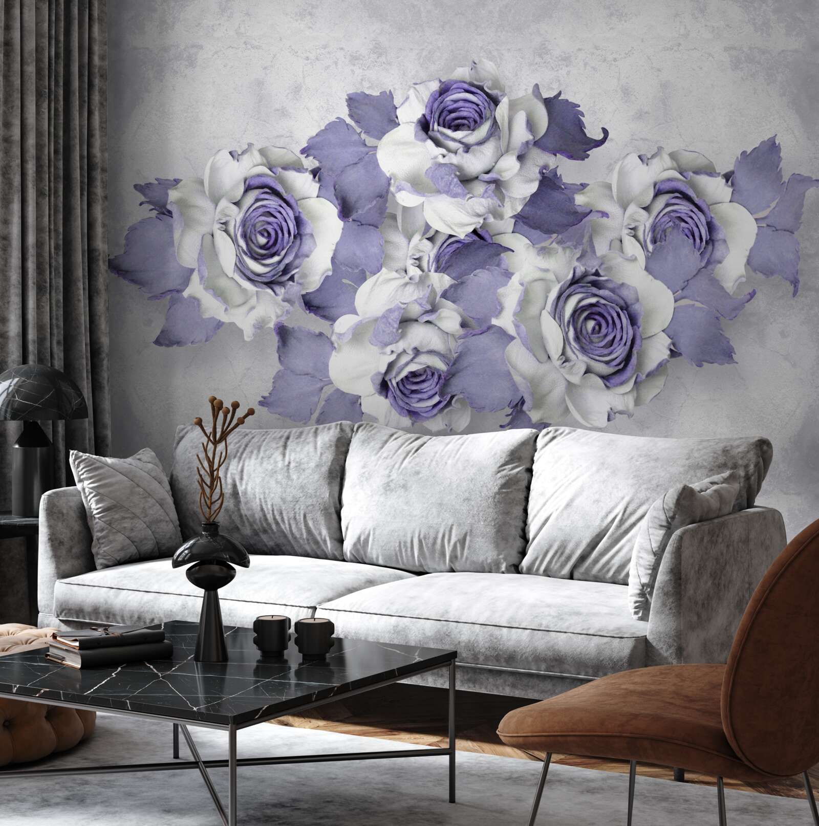 Carta da parati decorazione floreale lilla