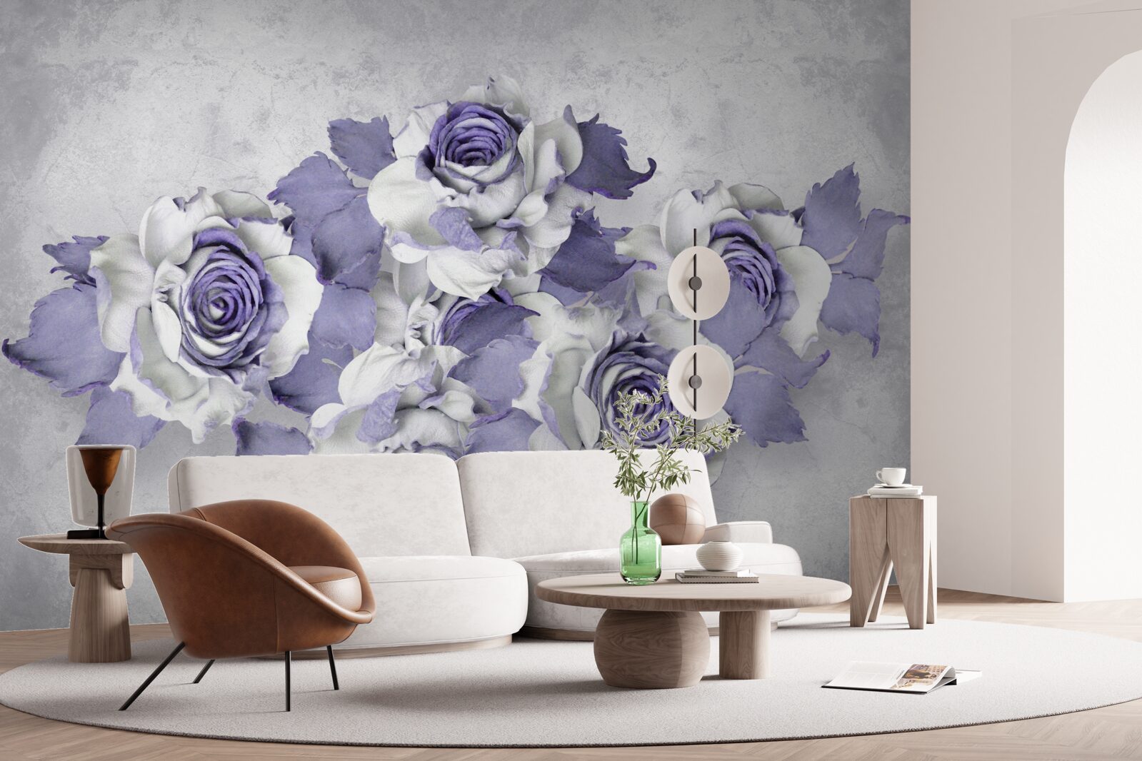 Carta da parati decorazione floreale lilla