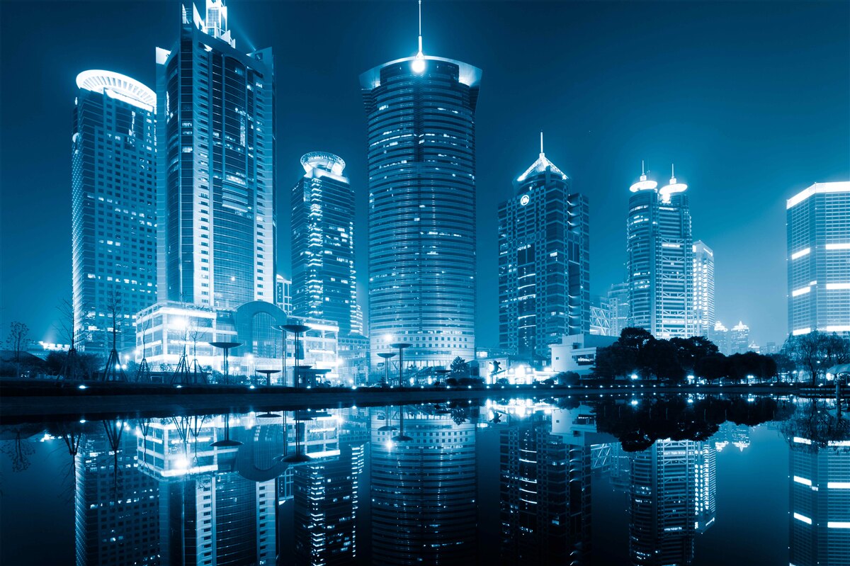 Carta da parati La notte di shanghai alla luce delle lanterne